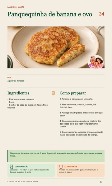 Página real: Panquequinha de banana e ovo, A partir de 9 meses