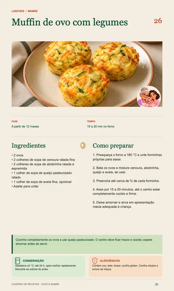 Página real: Muffin de ovo com legumes, A partir de 12 meses